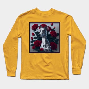 Whippet red roses 2 Long Sleeve T-Shirt